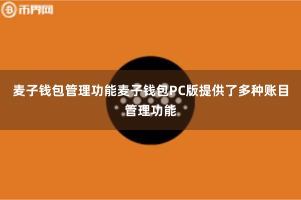 麦子钱包管理功能麦子钱包PC版提供了多种账目管理功能